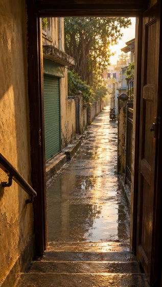 Board: the lane in first light